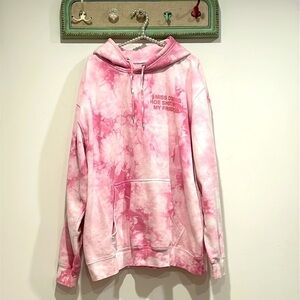 ALF I MISS DOING HO SH WITH MY FRIENDS PINK TIE DYE  HOODED SWEATSHIRT PINK XXL